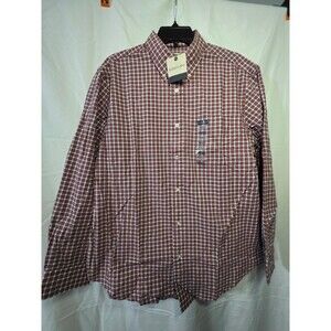 St. John's Bay Men's M Orange Caramel Plaid Long Sleeve Button Up Shirt NWT